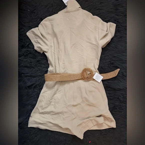 Zara Beige Short Sleeve Blazer Romper - Picture 3 of 5